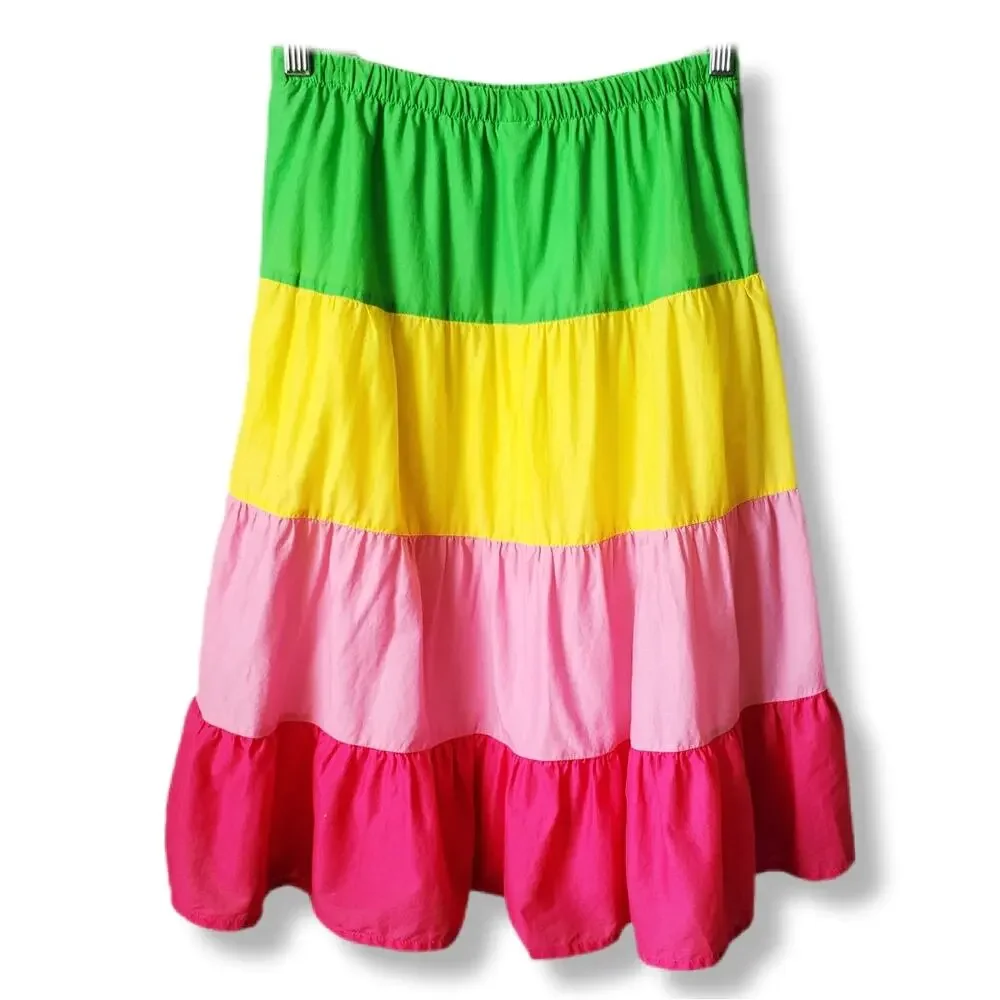 Gymboree Girls Boho Colorful Tiered Peasant Midi Skirt 10 Party Spring Summer